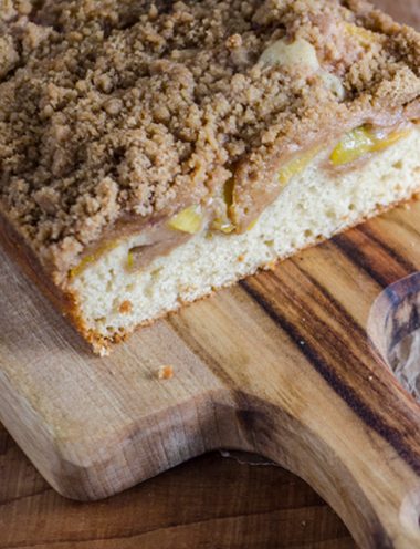 Peach Almond Streusel Cake - Vanilla recipes - Taylor and Colledge